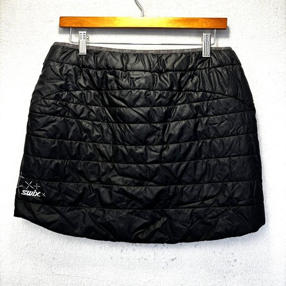 Swix Quilted Puffer Skirt Womens Medium Black Insulated Zip Up Ski Snow Outdoor - Picture 3 of 14